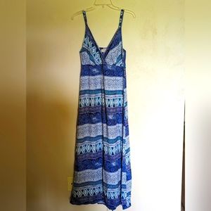Blue Multi-pattern Maxidress